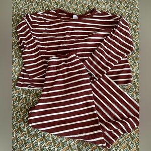 Hanna Anderson Women’s Striped Brown and White Loungewear Set